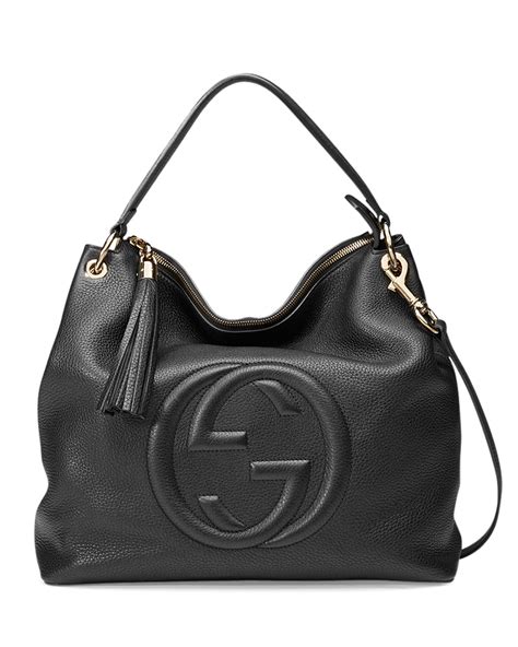 gucci handbag black leather|Gucci bags black soft leather.